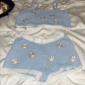 Blue Crochet Daisy Two Piece Set - 14